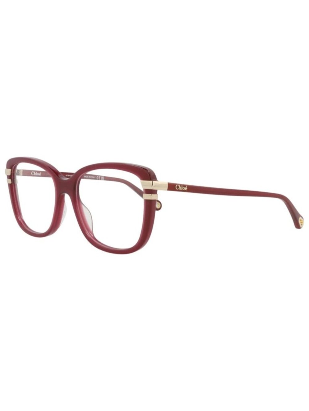 New Chloé Women's Eyeglasses Square Rectangle Bio Acetate Frame Burgundy Eye